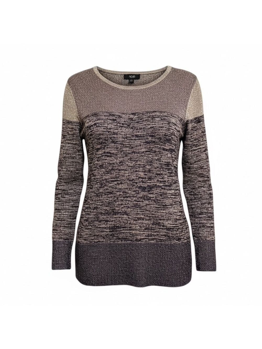 AGB Women's Metallic Scoop Neck Sweater Large